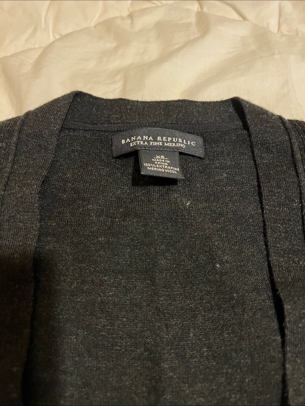 Banana Republic Black Open V-Neck merino wool cardigan